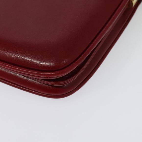 GUCCI Web Sherry Line Shoulder Bag Leather Red Gold Auth ep10031 - Picture 13 of 16